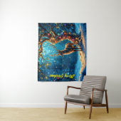 Kerstherten sneeuw kleurrijke glitter gloed wandkleed (In situ)