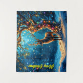 Kerstherten sneeuw kleurrijke glitter gloed wandkleed (Voorkant)