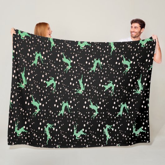 Kerstherten Ster Winter Patroon Fleece Deken (In situ)