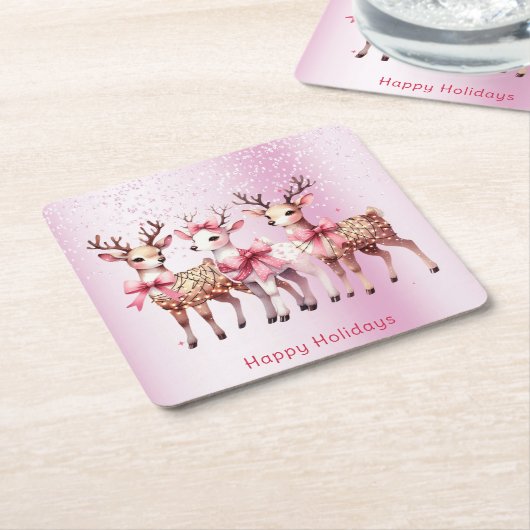 Kerstherten Vakantie Papieren Coaster Kartonnen Onderzetters (Schuin)
