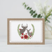 Kerstherten van Burlap + Kant geïnspireerde R.S.V. RSVP Kaartje (Staand voorkant)