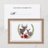 Kerstherten van jute en kant geïnspireerde R.S.V.P RSVP Kaartje (Voorkant / Achterkant)
