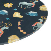 Kerstherten: Waterverf Naadloos Patroon Snijplank (Hoek)