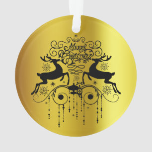 Kerstherten Zwarte Silhouetten Ornament