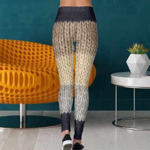 Kersthertenborduurwerk Wol Grafische Streep Brei Leggings