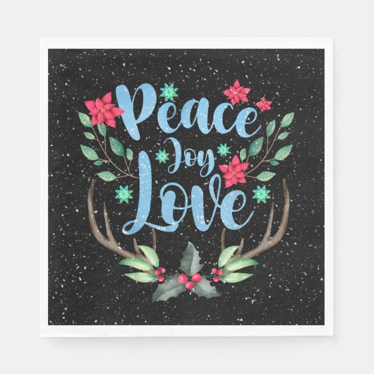 Kersthertengewei in sneeuwvlokken servet (Voorkant)