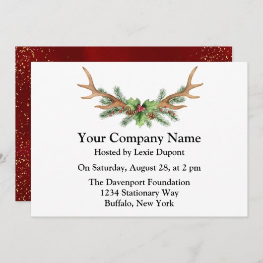 Kersthertengeweibedrijf Feest Kaart (Voorkant / Achterkant)