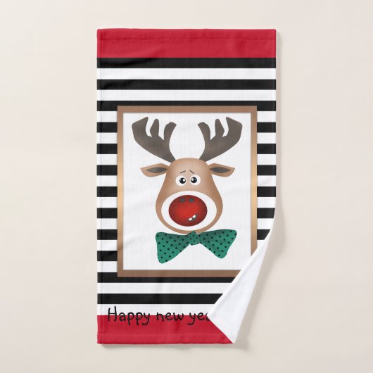 Kersthertenkaart zwart gevierd bad handdoek (Handdoek)