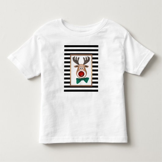 Kersthertenkaart zwart gevierd kinder shirts (Voorkant)