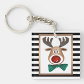 Kersthertenkaart zwart gevierd sleutelhanger (voorkant)