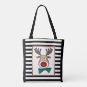 Kersthertenkaart zwart gevierd tote bag (Achterkant)