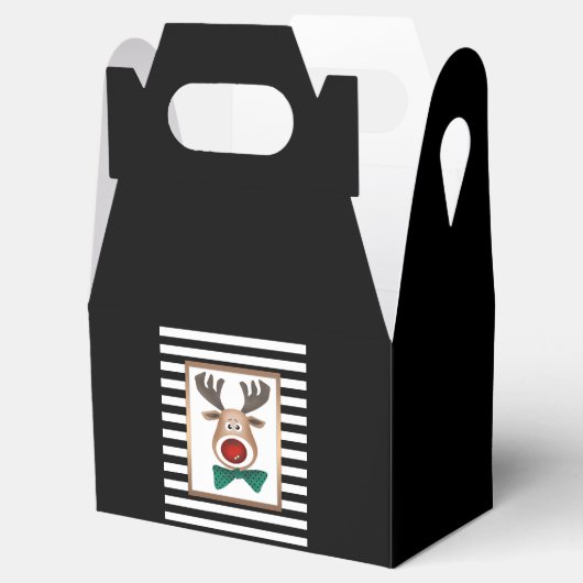 kersthertenmolen met zwarte witte schaal bedankdoosjes (Geopend)