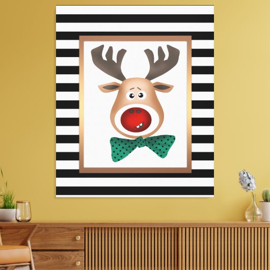 kersthertenmolen met zwarte witte schaal canvas afdruk (Insitu (Woonkamer))