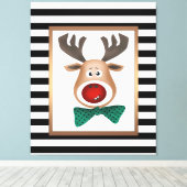 kersthertenmolen met zwarte witte schaal canvas afdruk (Insitu (Houten vloer))