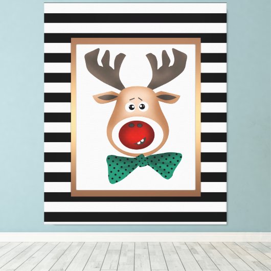 kersthertenmolen met zwarte witte schaal canvas afdruk (Insitu (Houten vloer))