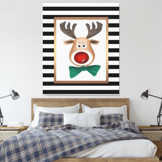 kersthertenmolen met zwarte witte schaal canvas afdruk (Insitu (Slaapkamer))