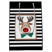 kersthertenmolen met zwarte witte schaal medium cadeauzakje (Achterkant)