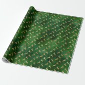 Kersthertenpatroon Groen Goud Cadeaupapier (Uitgerold)