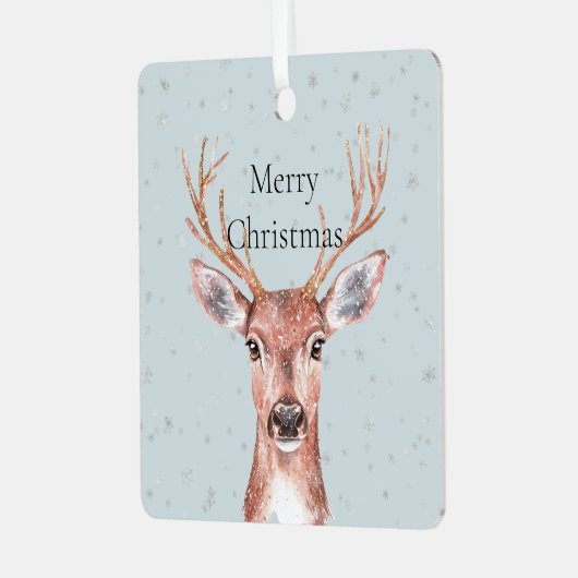 Kersthertensneeuw Metalen Ornament (Voorkant links)