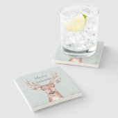 Kersthertensneeuw Stenen Onderzetter (Zijkant)