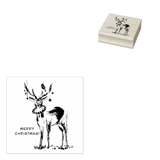 kersthertenstempel rubberstempel (Gestempeld)