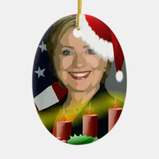 kersthillary clinton keramisch ornament (Voorkant)