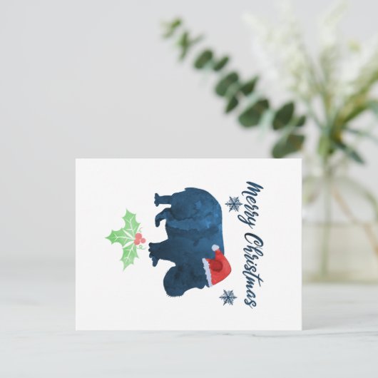 KerstHippo Briefkaart (Staand voorkant)