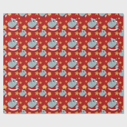 Kersthippo-cartoon Cadeaupapier (Vlak)