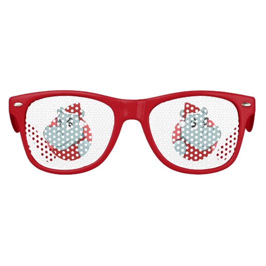 Kersthippo-cartoon Kinder Zonnebril (Voorkant)