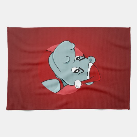 Kersthippo-cartoon Theedoek (Horizontaal)