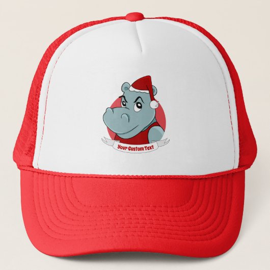 Kersthippo-cartoon Trucker Pet (Voorkant)