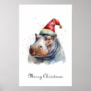 Kersthippo van de Kerstman, op maat gemaakt Poster