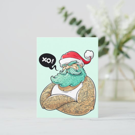 Kersthipsta Santa Claus Feestdagenkaart (Staand voorkant)