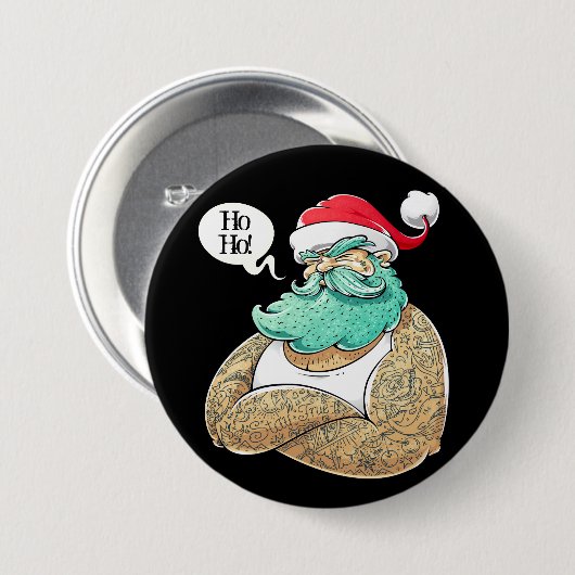 Kersthipsta Santa Claus Ronde Button 7,6 Cm (Voorkant /achterkant)