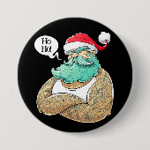 Kersthipsta Santa Claus Ronde Button 7,6 Cm (Voorkant)