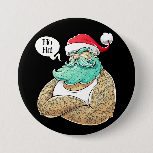 Kersthipsta Santa Claus Ronde Button 7,6 Cm (Voorkant)