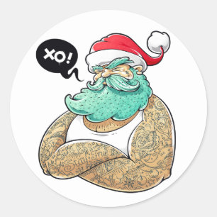 Kersthipsta Santa Claus Ronde Sticker