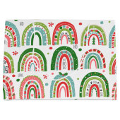 Kerstho-Ho-Ho Festive Rainbow Moderne Feestdagen Groot Cadeauzakje (Voorkant)