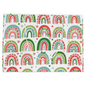 Kerstho-Ho-Ho Festive Rainbow Moderne Feestdagen Groot Cadeauzakje (Achterkant)