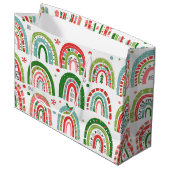Kerstho-Ho-Ho Festive Rainbow Moderne Feestdagen Groot Cadeauzakje (Voorkant Gekanteld)