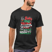 Kersthockey Moms Wine Baking Holiday Pajama T-shirt (Voorkant)