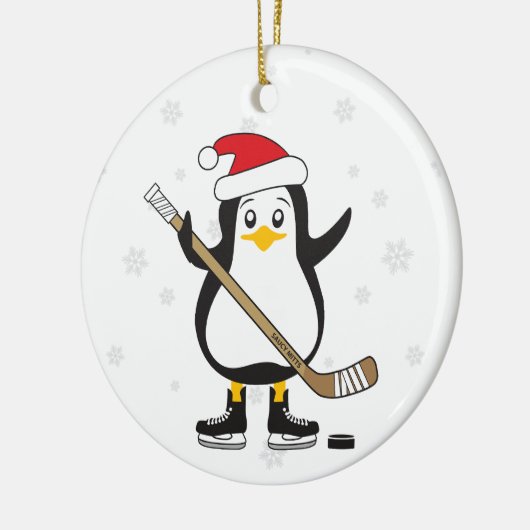 Kersthockey Penguin Keramisch Ornament (Links)