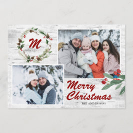 KerstHolly 2 FOTOS Collage Bark Feestdagenkaart