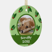 KerstHolly Aangepaste foto Dog Cat Pet Ornament (Rechts)