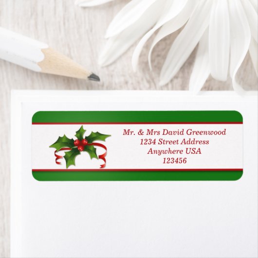KerstHolly-adreslabel Etiket (Insitu)