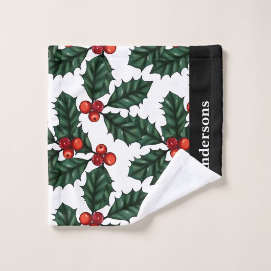 KerstHolly Bad Handdoek (Wasdoekje)