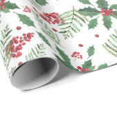 KerstHolly Berries Cadeaupapier (Rol Hoek)