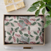 KerstHolly Berries en Vogelontbinding Tissuepapier (Geschenk)
