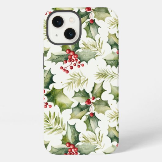 KerstHolly Berries iPhone Hoesje (Achterkant)