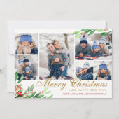 KerstHolly Berry 6 PHOTO Collage Greep Feestdagenkaart (Voorkant)